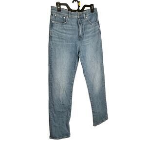 Madewell 90s Straight Jeans High Rise Denim Whisker Medium Wash Blue Size 28